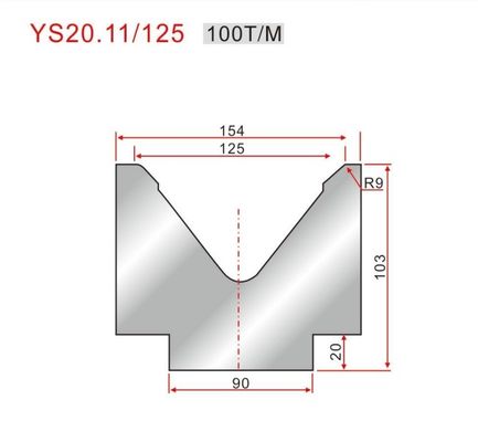 YS20.11/125 Press Brake Die 125mm V Opening And 42Crmo Mould Material